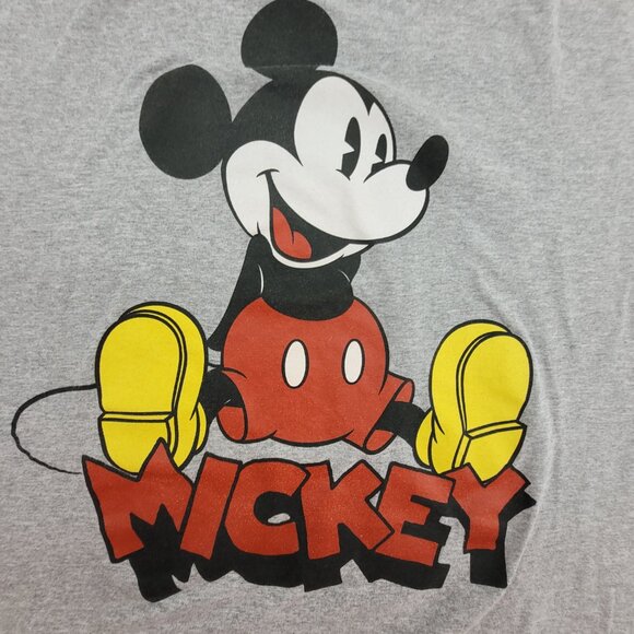 Mickey Mouse T Shirt Mens L Gray Short Sleeve Crew Spell-out Cotton Blend Disney - Picture 5 of 7